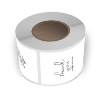Autocollant transparent carré pour emballage cadeau, décoration pour scellage de boîte d'avion, rouleau d'autocollants de remerciement avec impression offset