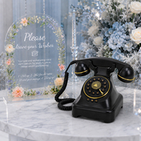 Téléphone Livre d'Or Audio de Style Britannique, Nouveau Téléphone Rotatif Type Tourne-disque Blanc Rose Doré pour Mariages et Événements