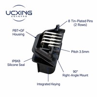 Connecteur mâle MX150 348300801, angle droit 90 degrés, 8 broches, pas de 3,5 mm, contacts en alliage de cuivre 15A, connecteur étanche pour câblage automobile