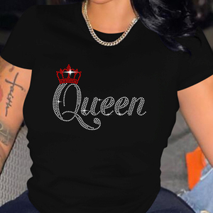 Nouveau Design Noir Reine Imprimé T-shirt De Sport 100% Coton De Transfert De Chaleur Graphique T-shirts OEM/DEM - Product Image 1