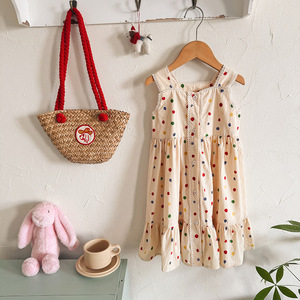 Vestidos de Verano 2026 para Bebés, Estilo <span class=keywords><strong>Retro</strong></span> Francés, con Encaje, de Algodón, Vestido sin Mangas para Niñas, Estampado de Puntos de Colores, <span class=keywords><strong>Ropa</strong></span> Infantil - Product Image 4