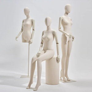 Nữ linen vải mannequin với trắng nhựa cánh tay và đầu màu be dành cho người lớn đầy đủ/nửa cơ thể ăn mặc hình thức mô hình cho vải hiển thị - Product Image 5