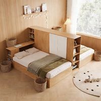 Cloison de séparation Tatami pour lit double, divise la pièce en deux ; Panneaux modulaires semi-hauteurs en contreplaqué de pin, armoires de rangement multifonctionnelles