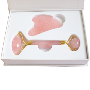 Cuarzo Rosa rodillo y Guasha con máscara cepillo facial cuidado de la piel - Product Image 3
