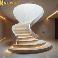KNOWDOW Marches d'escalier Revêtement de sol intérieur de luxe Style moderne Courbe Bois massif Hôtels Application intérieure