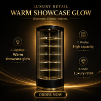 Matt-Schwarzer Goldener Eck-Brillenpräsentationsschrank Gebogenes Glas LED-Regal Optische Einzelhandels-Vitrine