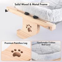 Lit pour chat facile à ajuster, perchoir de fenêtre en bois, hamac robuste, maison en bois pour chats