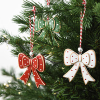Ensemble d'ornements de Noël en résine : Nœuds, bonbons, hommes en pain d'épices – Pendentifs suspendus pour sapin de Noël, décoration de fenêtre, cadeau de fêtes