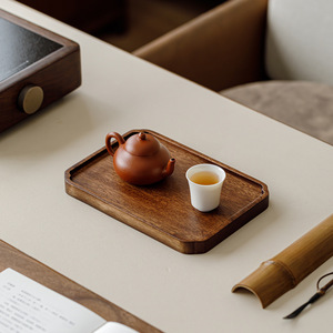 Walnut Wood Tea <b>Tray</b> <b>Small</b> Solid Wood Serving <b>Tray</b> For Tea Set Storage Household Use - Product Image 4