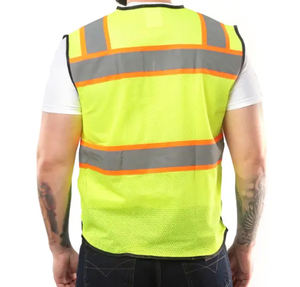 سترة أمان عالية الوضوح بأربعة جيوب، ملابس عمل للمستودعات والبناء، سترة عاكسة معززة للرؤية مع سحاب - Product Image 4