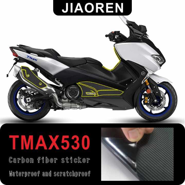 labelbike - Autocollant 3D Résine Décoration et Protection de Marchepied Moto Scooter Compatible avec Yamaha T Max 2001-2007 - Couleur Blanc Carbone