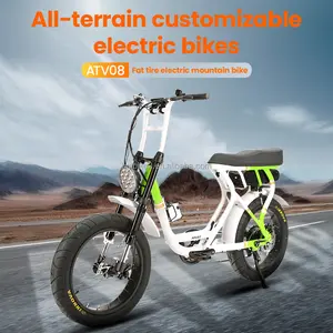 Fat Tire Off Road Electric Bike Vintage Electric Bicycle Mountain For Adult Us Warehouse V48 Drop Shipping500w 750W 1000W 36V