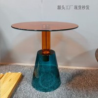 Table basse ronde en verre moderne personnalisée de designer, de luxe, rouge et verte, pour salle de sport, bar, canapé, décoration, meuble d'appoint