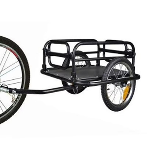 Herramienta de remolque de acero para un solo vehículo, remolque de bicicleta de carga plegable con cubo de camión de carga montado en la parte trasera para ciclismo al aire libre - Product Image 1