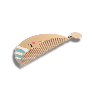 Hardware Factory High Quality Curved <b>Moon</b> Shape Custom Logo Metal Comb with Pendant - Product Image 3