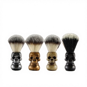 Brosse à raser pour homme AliExpress, en poils synthétiques, avec manche en résine, motif crâne personnalisé et créatif - Product Image 4