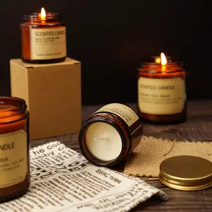 Lilin Wangi Buatan Tangan Kotak Hadiah Kaleng Hitam Polos Lilin Tanaman Aroma Kustom