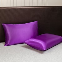 Taie d'oreiller en soie lavée en microfibre ODM/OEM 1 pièces literie noire couleur unie pour la maison hôtel hôpital Style moderne motif solide