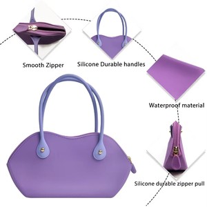 Wholesale Sweet Macaron Color Soft Silicone <b>Top</b> Handle Bag Ladies Casual Zipper Purse for Valentine's Gift & Party - Product Image 5