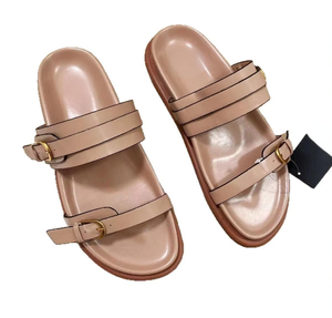 Sandales plates pour femmes, nouvelle collection 2024, semelle épaisse, chaussures pour femmes, une sangle, boucle en métal, bout ouvert, sandales tendance, pantoufles pour femmes - Product Image 5