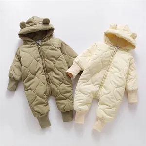 Winter Jumpsuit for Kids Fleece Lining Thicken Newborn Romper Toddler Hooded Bear Overalls Baby Boy Girl Clothes Infant 6-24 M