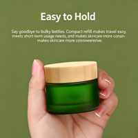Nouveau produit, beurre corporel naturel, contenant cosmétique, pot en verre bleu, 30 ml, 50 ml, 100 ml, couvercle en bambou givré, pots en verre personnalisés