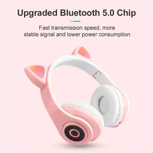 Flash Light Cute Cat Ears Auriculares inalámbricos con control de micrófono LED Kid Girl Stereo Music Casco Teléfono Auricular Bluetooth Regalo - Product Image 5