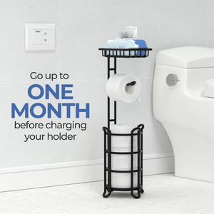 Porte-papier toilette noir amovible sur pied, organiseur de mouchoirs pour salle de bain, solution de rangement pour salle de bain - Product Image 3