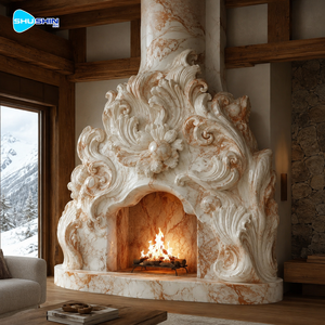 <span class=keywords><strong>Cheminée</strong></span> en <span class=keywords><strong>marbre</strong></span> baroque de luxe, entièrement sculptée à la main, avec un décor floral, en pierre naturelle, décoration intérieure <span class=keywords><strong>pour</strong></span> villa, hôtel, salon - Product Image 2