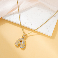 Collar para Mujer con Colgante de Letra Burbuja del Alfabeto en Acero Inoxidable Chapado en Oro con Circonitas, Robusto, con Inicial del Nombre