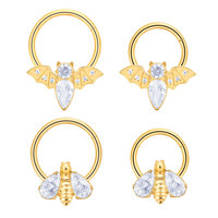 Vente en gros G23 Titane F136 Nez Hoop Chauve-souris et abeille Forme Boucle d'oreille Segmenté Oreille Tragus Clips Charnière Anneau pour Femmes Piercing Bijoux