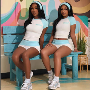 <span class=keywords><strong>Abbigliamento</strong></span> da donna con Logo personalizzato manica corta in cotone Casual con pantaloncini morbidi pantaloni a zampata <span class=keywords><strong>abbigliamento</strong></span> donna - Product Image 1