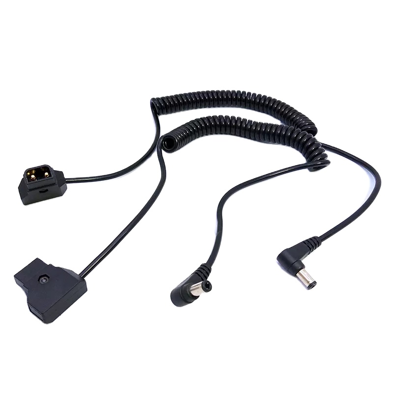 Штекер DTap на 5,5x2,5 мм 5525 постоянного тока Угловой Штекер спиральный витой кабель для монитора освещения Blackmagic Кинокамера BMCC BMPC