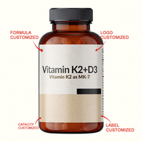 Complément alimentaire pour adultes Vitamine K2 (MK7) D3, formule non-OGM, 5000 UI D3, 90 mcg K2 MK-7, 120 capsules végétariennes pour