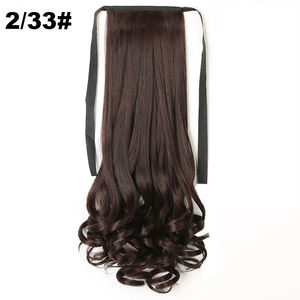 ผมหางม้าแบบลอนหยิกเป็นลอนธรรมชาติพร้อมสายรัดผมสีน้ำตาลดำ - Product Image 2