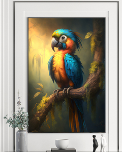 Tableaux d'animaux personnalisés, peintures à l'<span class=keywords><strong>huile</strong></span> de <span class=keywords><strong>perroquet</strong></span>, peintures décoratives de porche de chambre à coucher - Product Image 3