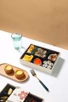 Boîte à emporter en bois biodégradable jetable, pliable, pour gâteaux, desserts, sushis, emballage écologique, personnalisable