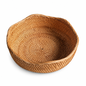 Cesta <span class=keywords><strong>de</strong></span> Mimbre Ondulada Anidable <span class=keywords><strong>de</strong></span> Fábrica, Cesta <span class=keywords><strong>de</strong></span> Mimbre Hecha <span class=keywords><strong>a</strong></span> Mano para Servir en la Mesa <span class=keywords><strong>de</strong></span> Comedor <span class=keywords><strong>y</strong></span> Almacenamiento Doméstico - Product Image 1