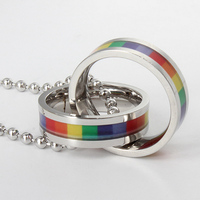 Collier arc-en-ciel en acier inoxydable, collier gay pour hommes, pendentif de haute qualité, cadeau de bijoux