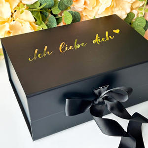 Wholesale Recycled Folding Handbag Clothes Rigid Packing <b>Box</b> Luxury <b>Large</b> Book Shape Cardboard Black <b>Box</b> with Ribbon - Product Image 1