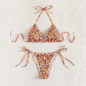 Ensemble de maillots de bain personnalisés à dos ouvert, string, vêtements de plage, bikinis pour jeunes filles, ensemble deux pièces, ensemble de bikinis personnalisés à vendre - Product Image 1