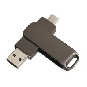 Clé USB OTG TYPE C Logo personnalisé en gros, clé USB en métal argenté et noir pour téléphone portable 16 GO 32 GO 64 GO, nouveauté la plus populaire