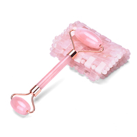 Pierre véritable Rose Jade Gua Sha et rouleau Facial masque pour les yeux ensemble outils de massage de beauté pour cadeau de noël