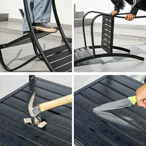 Hot Selling Plastic Garden Dining <strong>Table</strong> and Chair Set 6 People Seaters Black Outdoor Furniture with Fire <strong>Table</strong> Made in China - Product Image 6