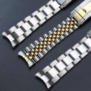 Correa de Acero Transpirable de 20mm 21mm <span class=keywords><strong>para</strong></span> Reloj RLX con Hebilla de Acero Inoxidable y Diseño de Arco Sólido <span class=keywords><strong>para</strong></span> Buceo - Product Image 2