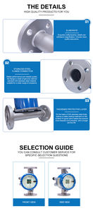 ヨーク YK-LZZ ガス流量計 可変面積式 水平 小型 ステンレス鋼 ロータメーター OEM +/-1% 精度 フランジ - Product Image 6
