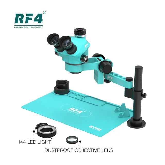 RF4 RF-7050 PRO-F019 7-50X Trinocular Microscope 360° Adjustable Telescopic Lifting Silicone Pad High 4K for PCB Repair