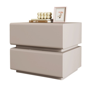 Modern Solid Wood <b>Bedside</b> <b>Table</b> S1 <b>Beige</b> Color 2 Drawer Storage Cabinet Bedroom Furniture Durable Design - Product Image 2