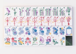 Jeu de tuiles de <span class=keywords><strong>mahjong</strong></span> classique en malachite, 4 couches, en acrylique, avec pierres précieuses scintillantes, émeraude, motif artistique - Product Image 2