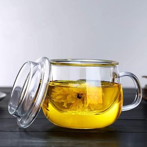 Tazza da Tè in Vetro Isolante Multifunzionale con Filtro e Coperchio, Tazza in Vetro Borosilicato Trasparente per Casa e Ufficio - Product Image 4